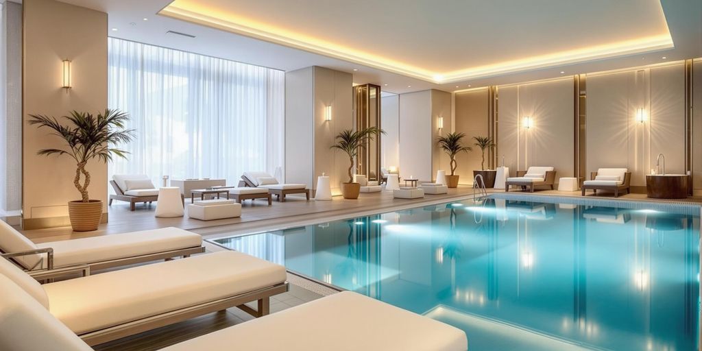 Luxuriöses Spa-Hotel mit entspannendem Poolbereich.