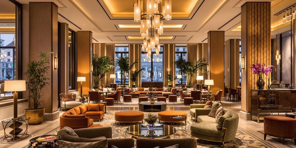 Luxuriöser Hotel-Lobby in Berlin mit elegantem Design.