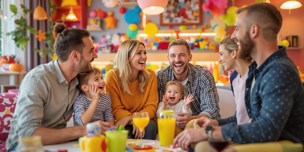 Familie genießt Spaß in einem Hotel in Berlin.