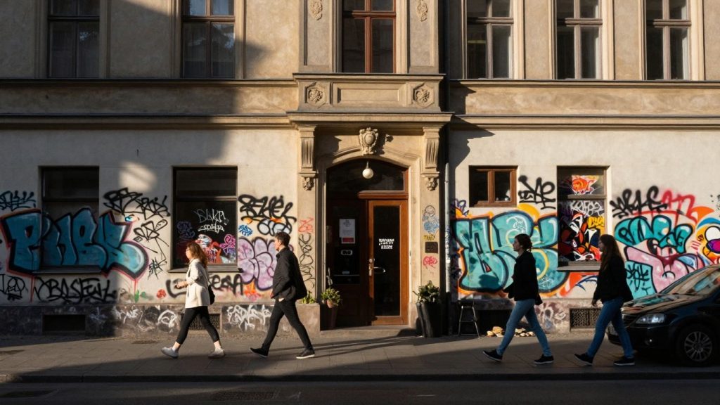 Günstige Hotels in Neukölln mit Graffiti und kreativer Atmosphäre.